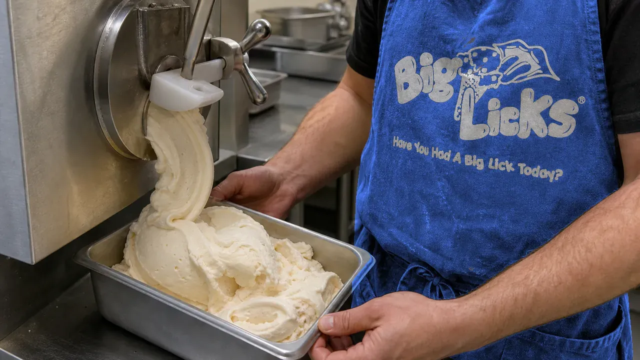 Ice cream being made in the Big Licks kitchen