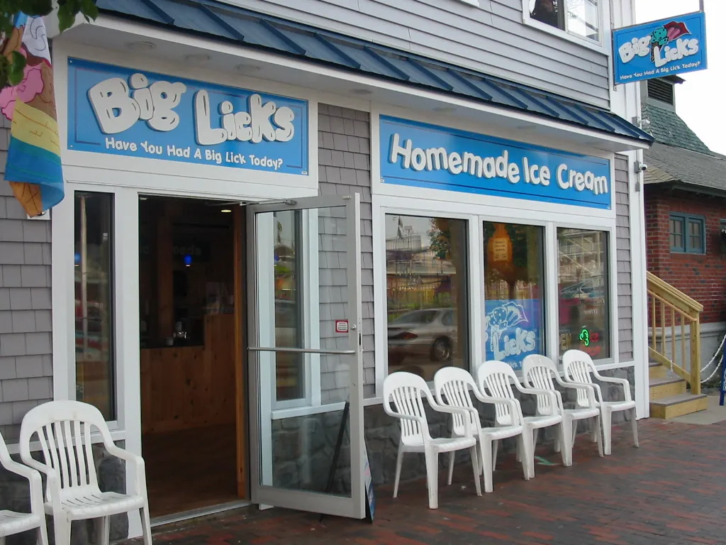 The Big Licks shopfront on West Grand Avenue in Old Orchard Beach