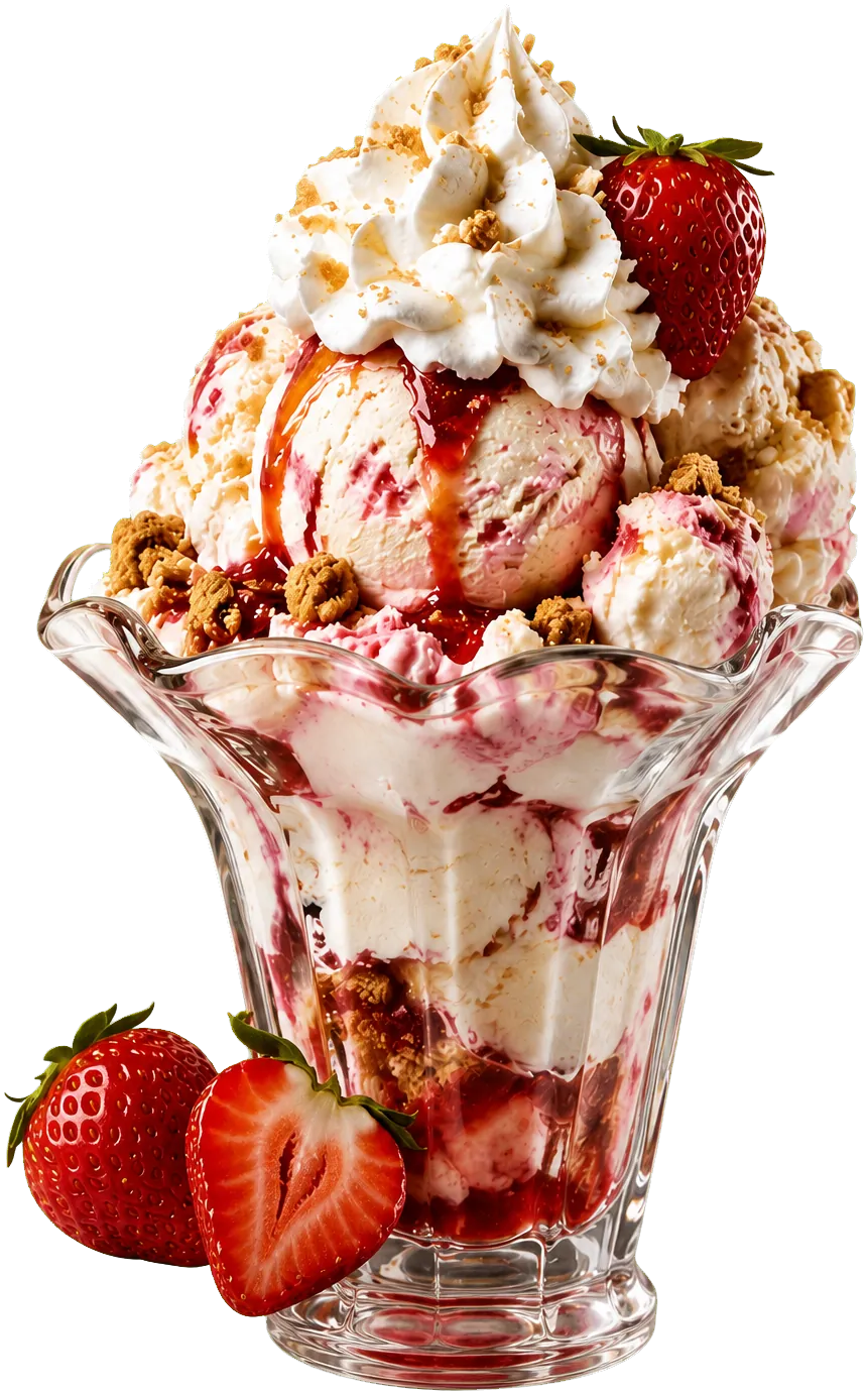 A Big Licks specialty sundae with whipped cream and a cherry