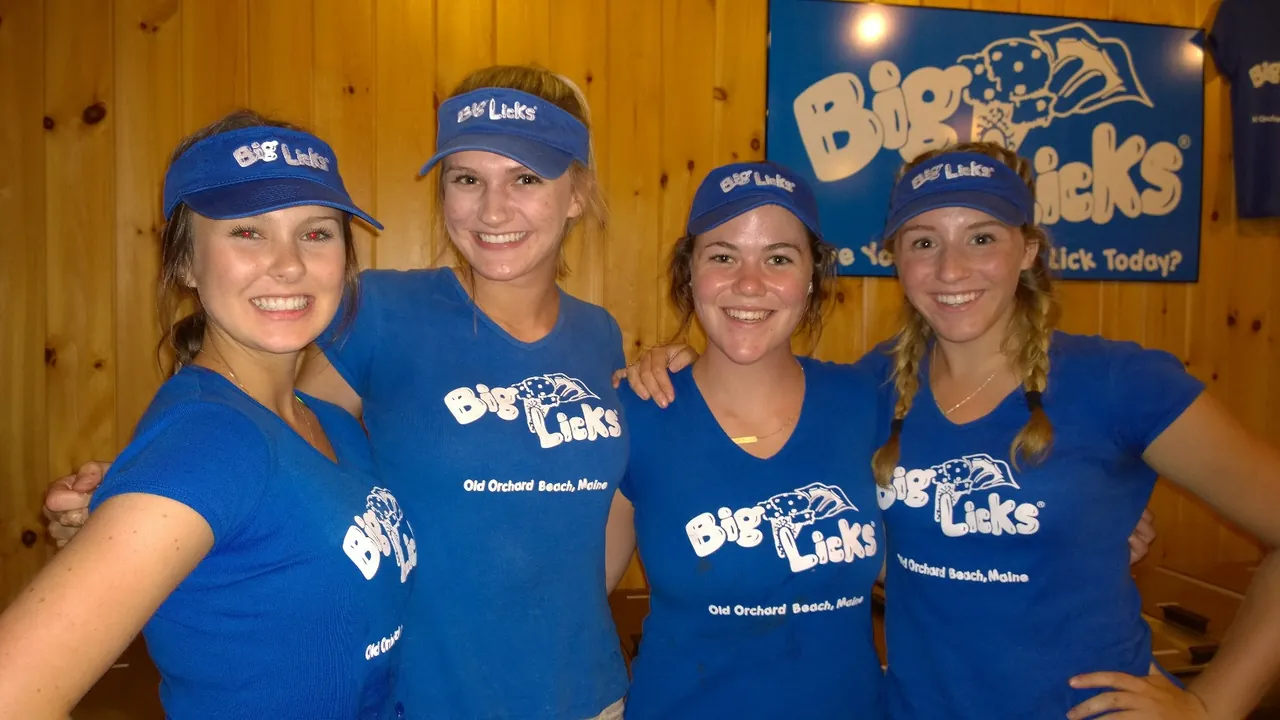 Big Licks staff behind the counter on a busy evening